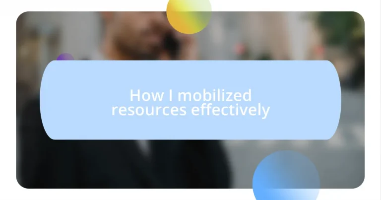 How I mobilized resources effectively