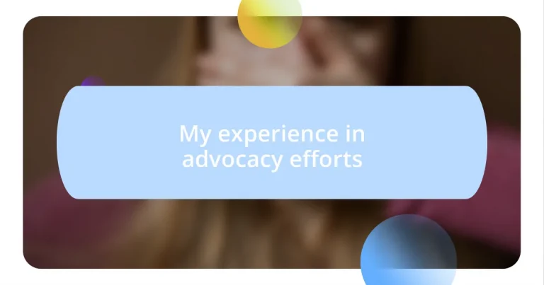 My experience in advocacy efforts