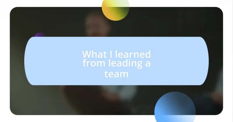 What I learned from leading a team